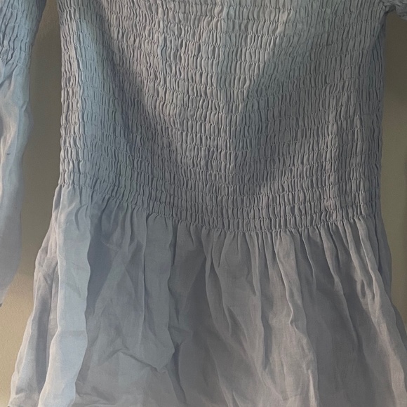 Zara white and soft blue stripe blouse - Picture 1 of 1